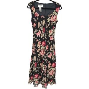 Evan Picone Sleeveless Floral Midi Dress Size 8 Feminine Romantic‎ Fairy Vintage
